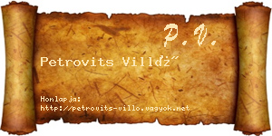 Petrovits Villő névjegykártya